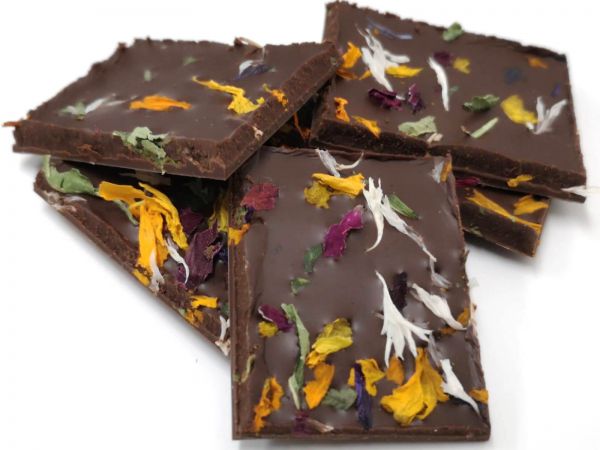 Milchschokolade mit Zitronenverbene und Blüten 50g IT BIO 013